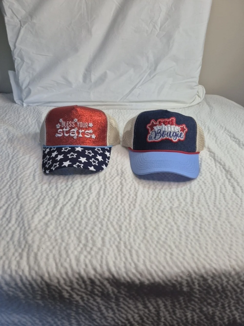 Way to Celebrate! Patriotic Trucker Hats Lot of 2 One Size Red White Blue